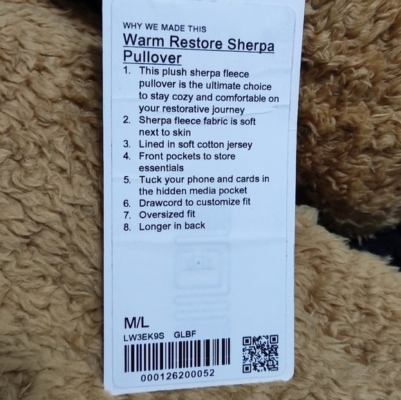 Lululemon Warm Restore Sherpa Pullover Gold Buff M/L NEW Teddy - Picture 8 of 8